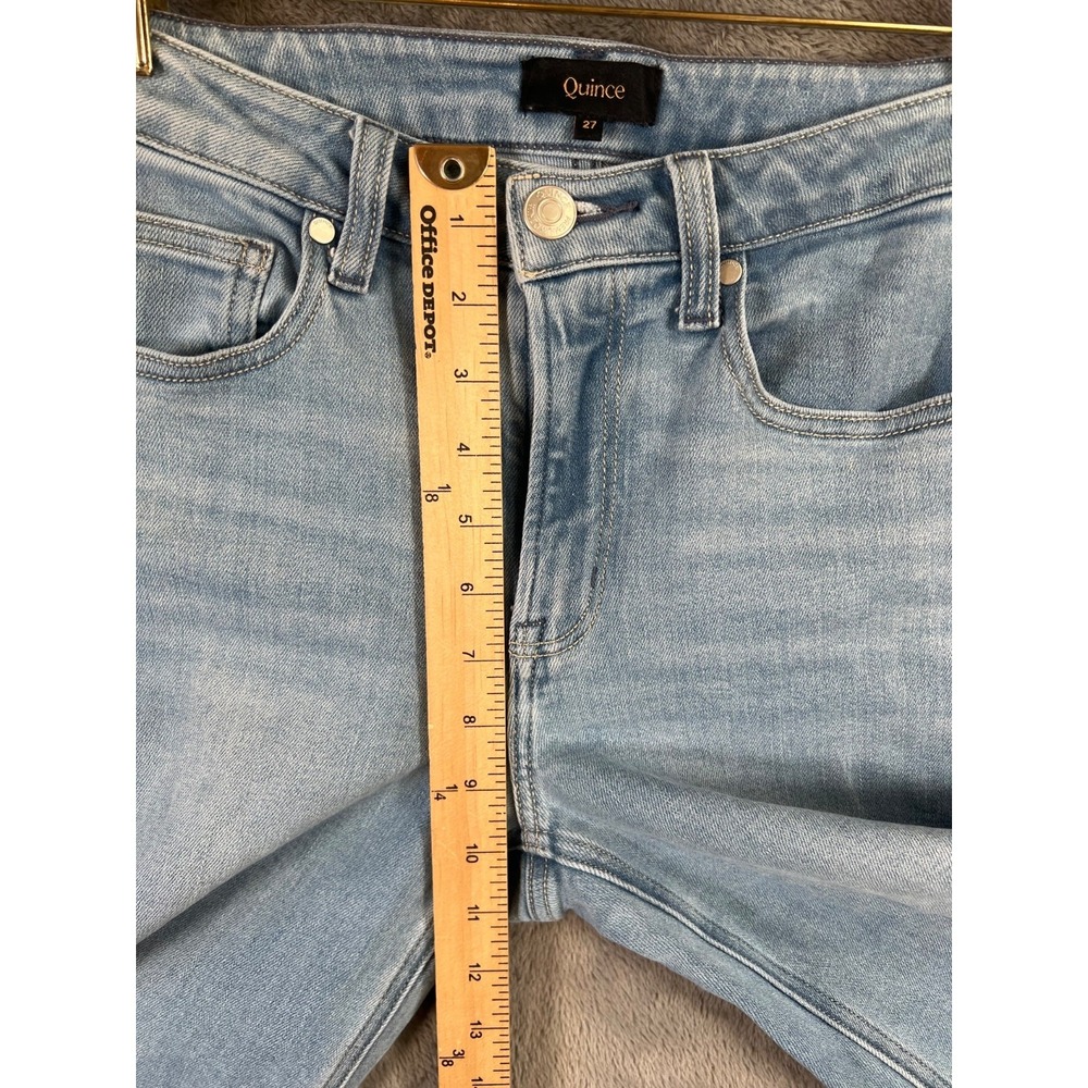 Quince Jeans Womens 27x31 Stretch High Rise Wide Leg Light Wash Distressed - Picture 4 of 16